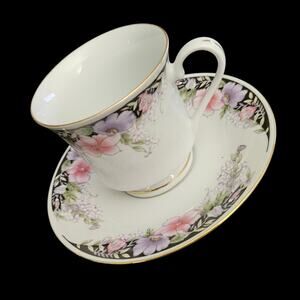 Imperial’s Fine China Universal Floral Cup & Saucer Pink Purple Flowers